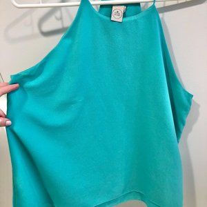 Teal high neck top with two layers size large